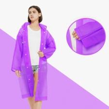 Płaszcz przeciwdeszczowy z kapturem kieszonkowy peleryna Fioletowy