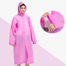 Płaszcz przeciwdeszczowy z kapturem kieszonkowy peleryna Różowy