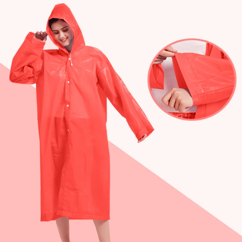 Płaszcz przeciwdeszczowy z kapturem kieszonkowy peleryna Czerwony
