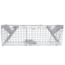 Żywołapka na kuny, łasice i szczury bezpieczna dla zwierząt metalowa pułapka 65x21x20cm