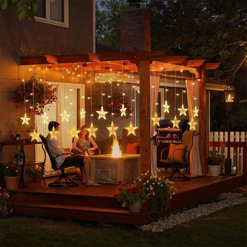 Kurtyna świetlna lampki świąteczne LED w Gwiazdki 136LED IP44 Biały Ciepły