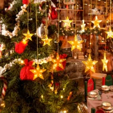 Kurtyna świetlna lampki świąteczne LED w Gwiazdki 136LED IP44 Biały Ciepły