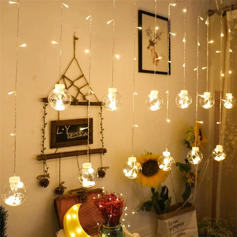 Kurtyna świetlna lampki świąteczne LED w Bombki 138LED IP44 Biały Ciepły Kurtyna świetlna lampki świąteczne LED w Bombki 138LED IP44 Biały Ciepły