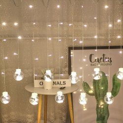 Girlanda 138LED kurtyna Bombki Biały Ciepły