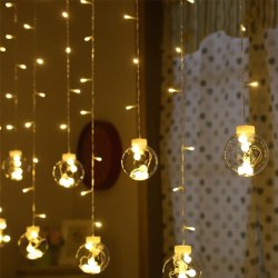 Girlanda 138LED kurtyna Bombki Biały Ciepły