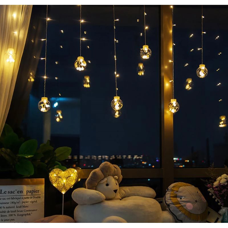 Girlanda 138LED kurtyna Bombki Biały Ciepły