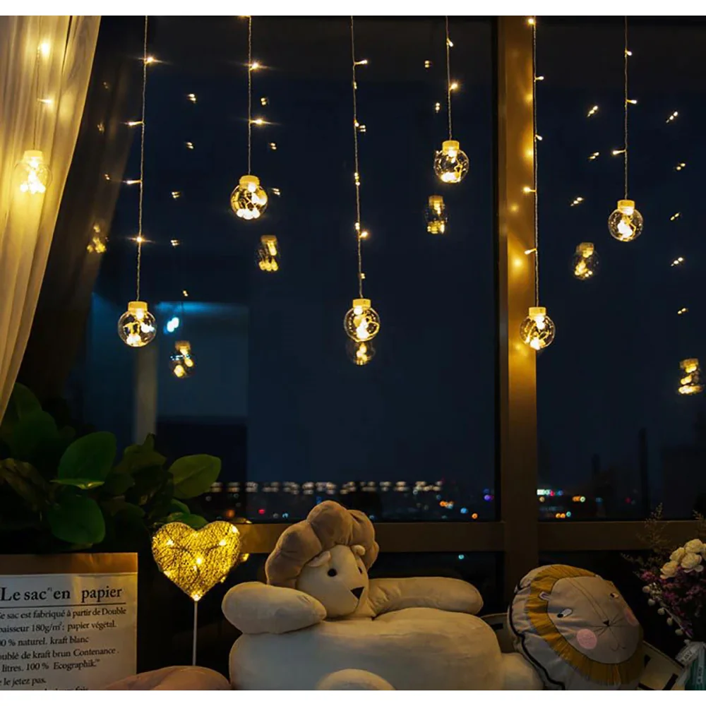 Kurtyna świetlna lampki świąteczne LED w Bombki 138LED IP44 Biały Ciepły Kurtyna świetlna lampki świąteczne LED w Bombki 138LED IP44 Biały Ciepły