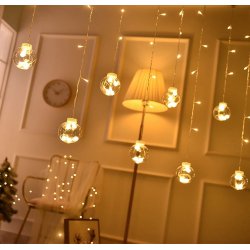 Girlanda 138LED kurtyna Bombki Biały Ciepły