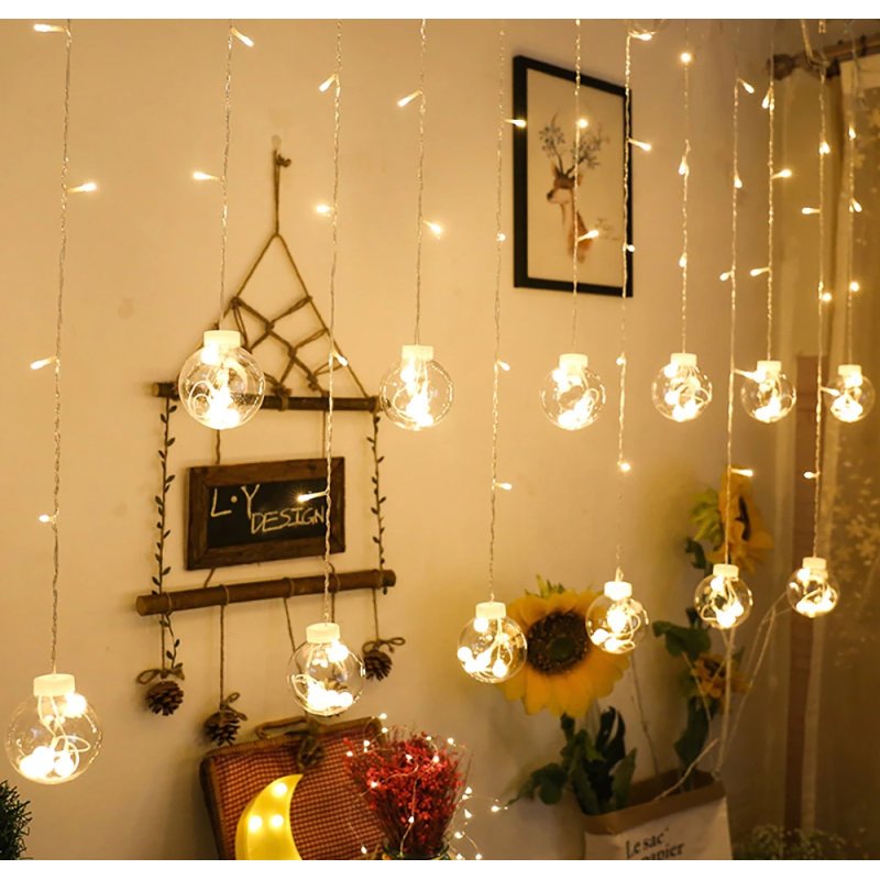 Girlanda 138LED kurtyna Bombki Biały Ciepły