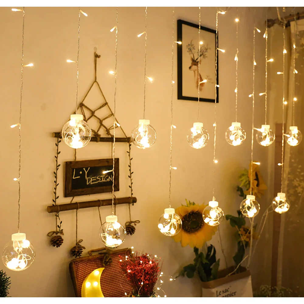 Kurtyna świetlna lampki świąteczne LED w Bombki 138LED IP44 Biały Ciepły Kurtyna świetlna lampki świąteczne LED w Bombki 138LED IP44 Biały Ciepły