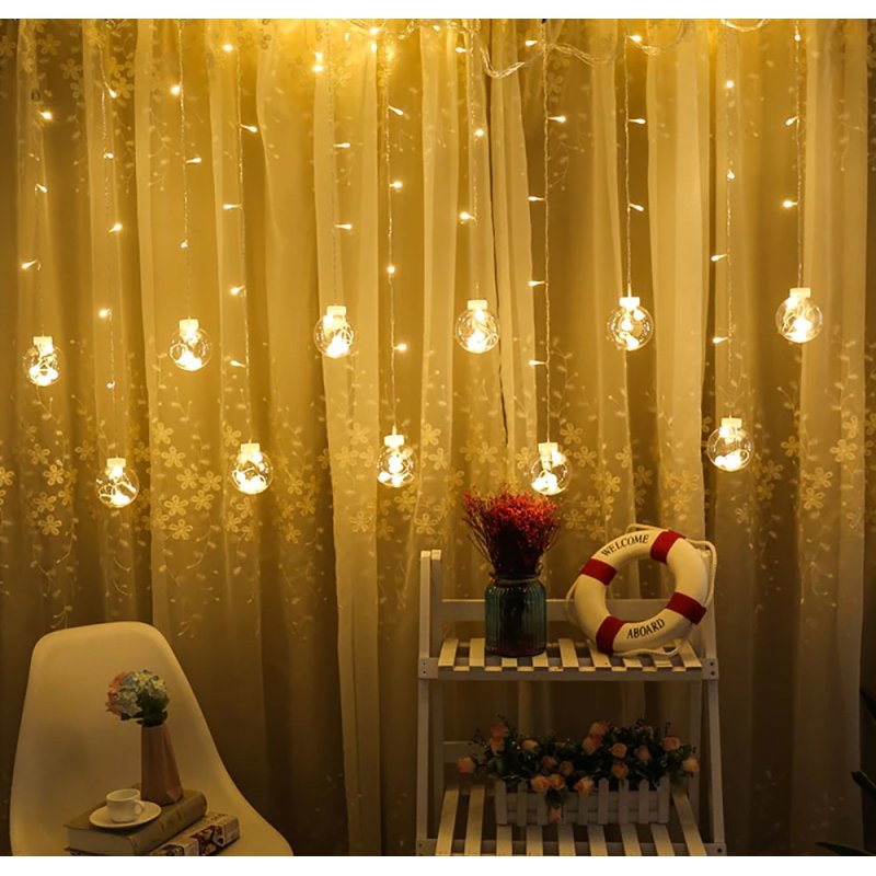 Girlanda 138LED kurtyna Bombki Biały Ciepły