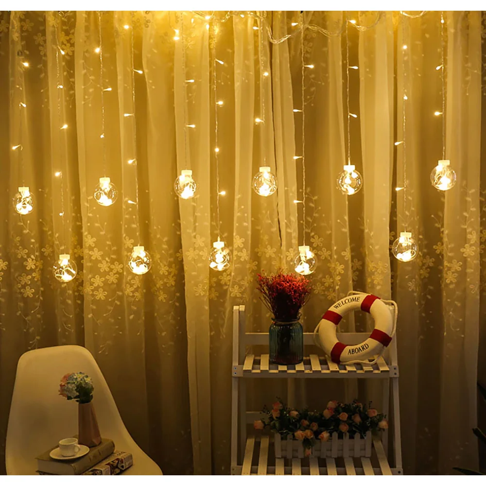 Kurtyna świetlna lampki świąteczne LED w Bombki 138LED IP44 Biały Ciepły Kurtyna świetlna lampki świąteczne LED w Bombki 138LED IP44 Biały Ciepły