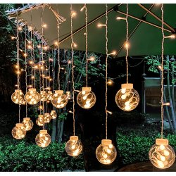 Girlanda 138LED kurtyna Bombki Biały Ciepły