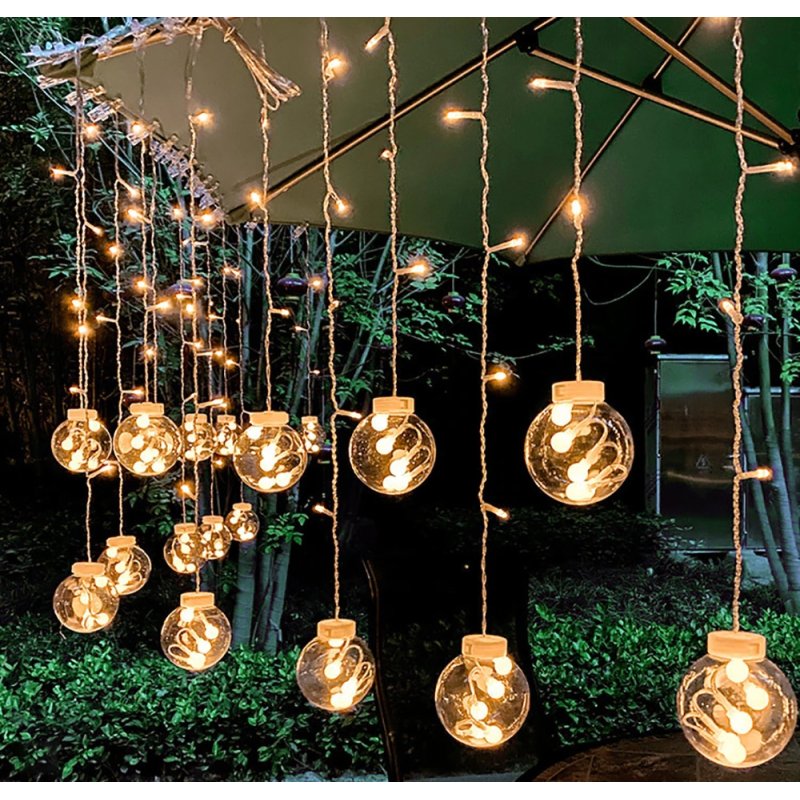 Girlanda 138LED kurtyna Bombki Biały Ciepły