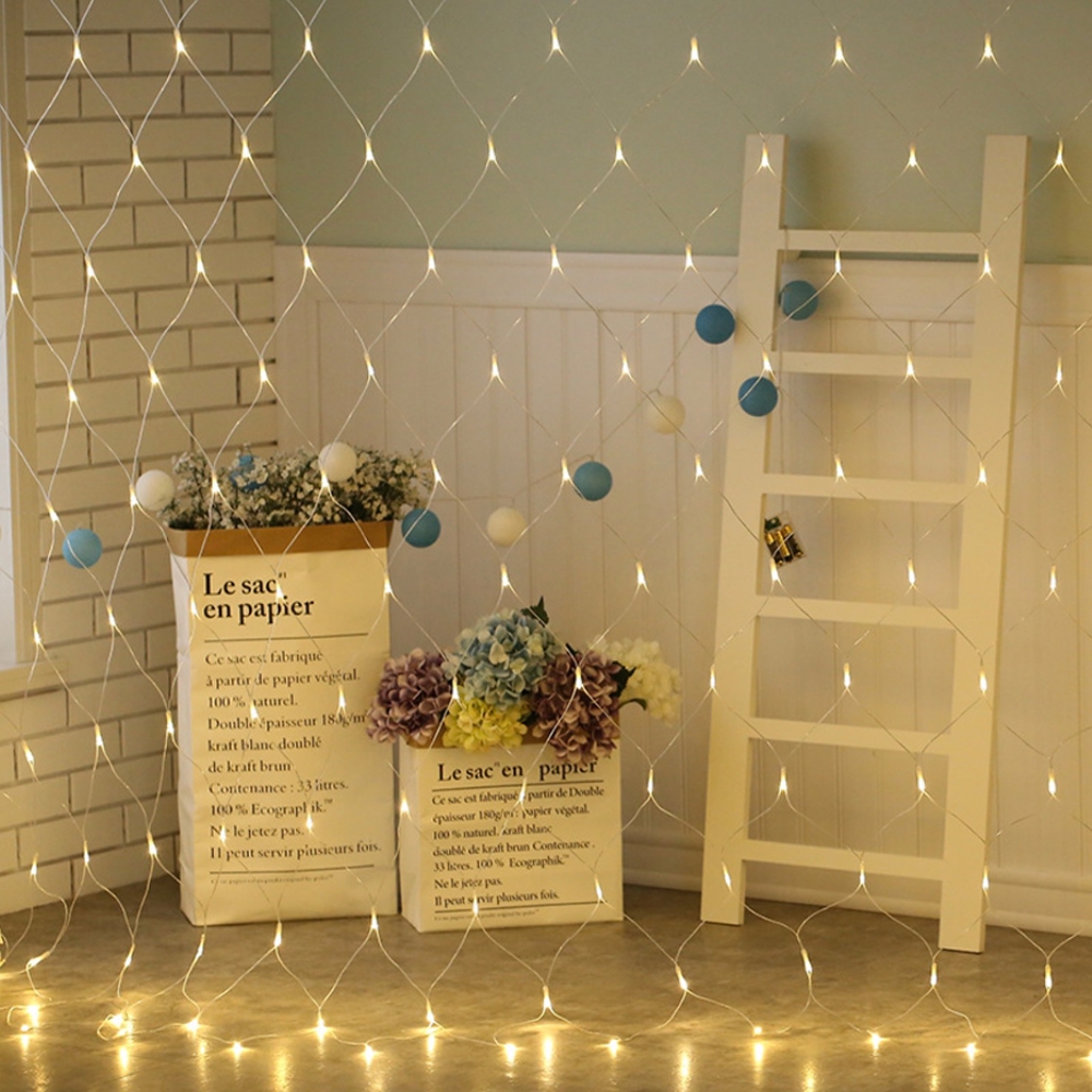 Kurtyna świetlna LED w formie siatki 2,6 x 2,6m 160LED Biały Ciepły