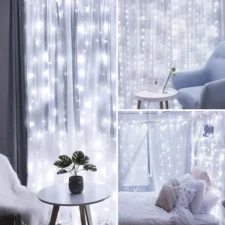 Kurtyna świetlna druciki LED w formie Zasłon Świetlnych 300LED Biały Zimny