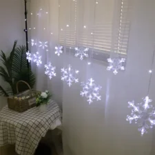 Kurtyna świetlna lampki świąteczne LED w Śnieżynki 120LED IP44 Biały Zimny