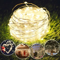 Lampki druciki akumulatorowe 100 LED Biały Ciepły