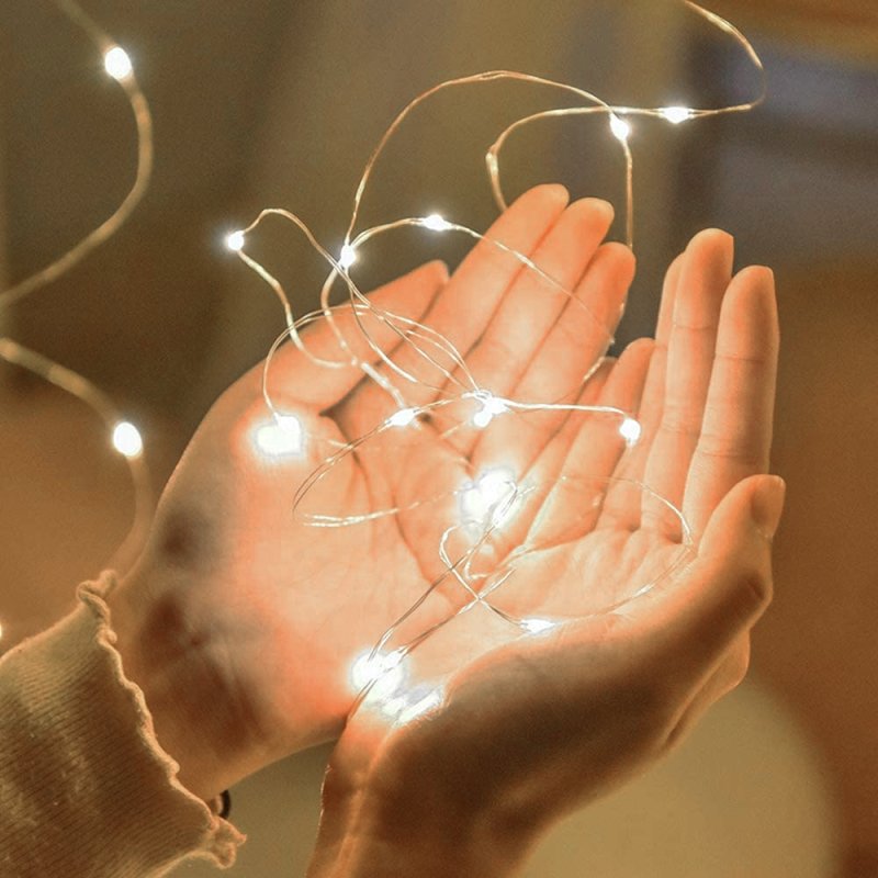 Lampki druciki akumulatorowe 50 LED Biały Ciepły