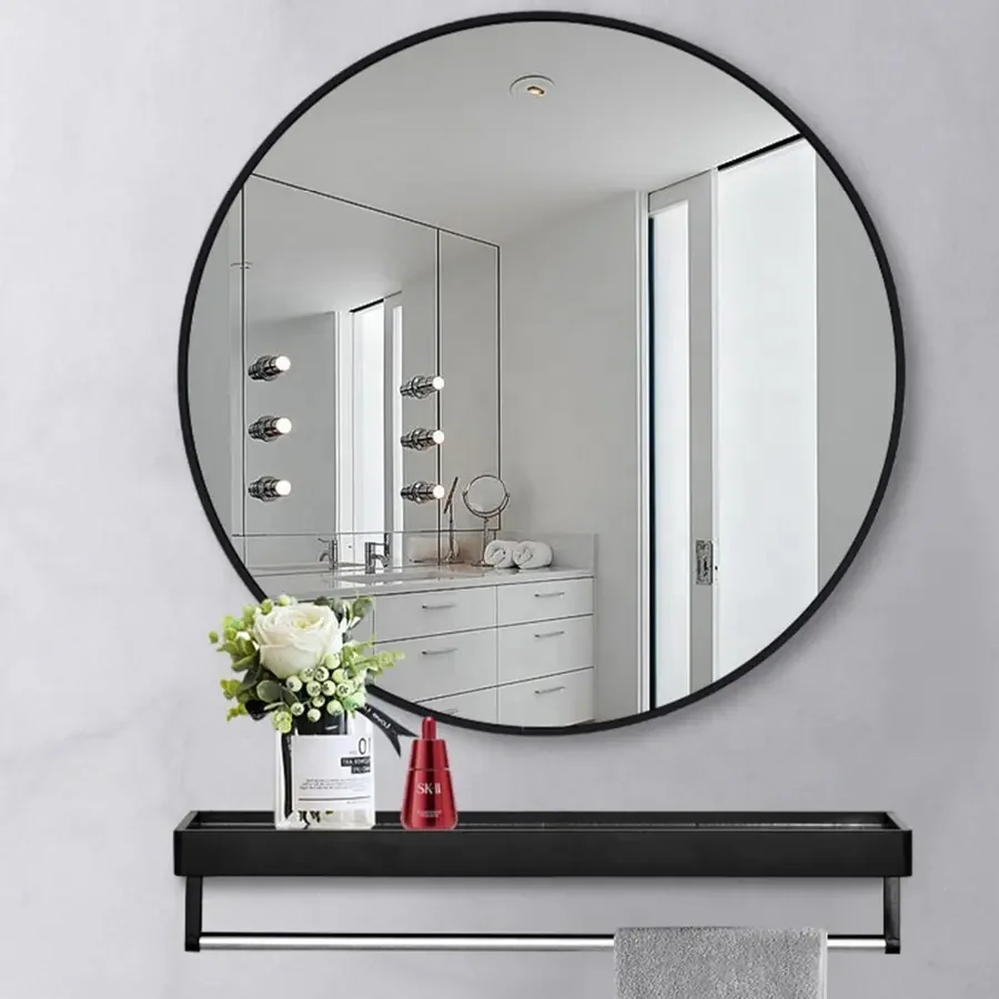 Lustro okrągłe do zawieszenia na ścianę Czarne 80cm