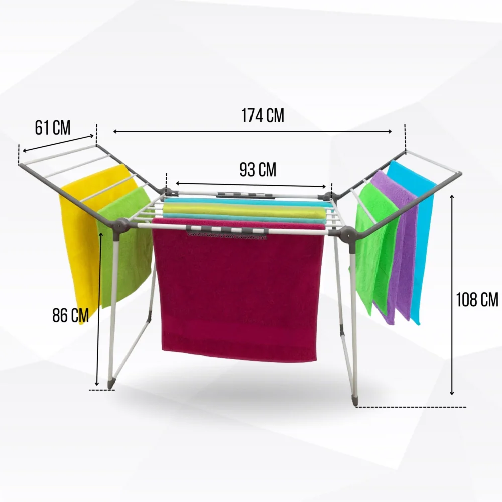 Suszarka na pranie składana + Zawieszki do skarpet Szara