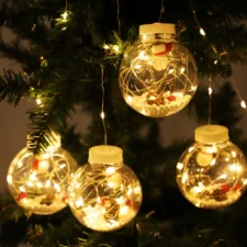 Kurtyna świetlna lampki świąteczne LED w Bombki z Figurkami Biały Ciepły