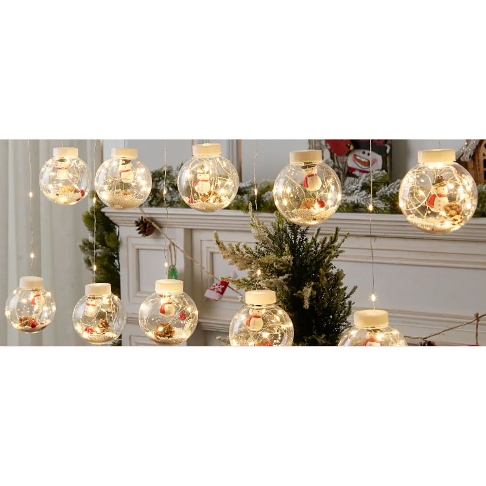 Kurtyna świetlna lampki świąteczne LED w Bombki z Figurkami Biały Ciepły Kurtyna świetlna lampki świąteczne LED w Bombki z Figurkami Biały Ciepły