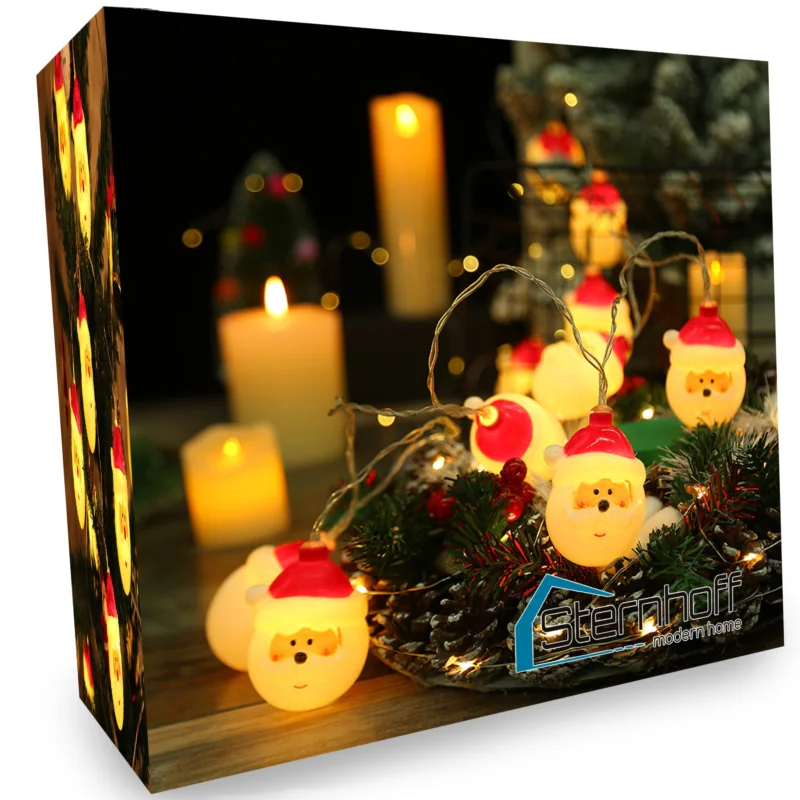 Lampki świąteczne choinkowe Mikołaj 10LED Biały Ciepły