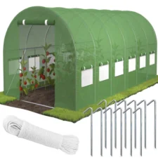 Tunel foliowy ogrodowy szklarnia z metalowym stelażem Zielony 3x6x2m
