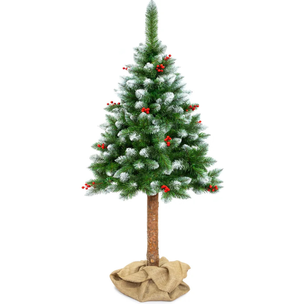 Choinka sztuczna na pniu Sosna diamentowa 220cm + Jarzębina + Worek Jutowy
