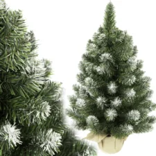 Choinka sztuczna mini na biurko Sosna diamentowa + Worek jutowy