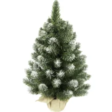 Choinka sztuczna mini na biurko Sosna diamentowa + Worek jutowy