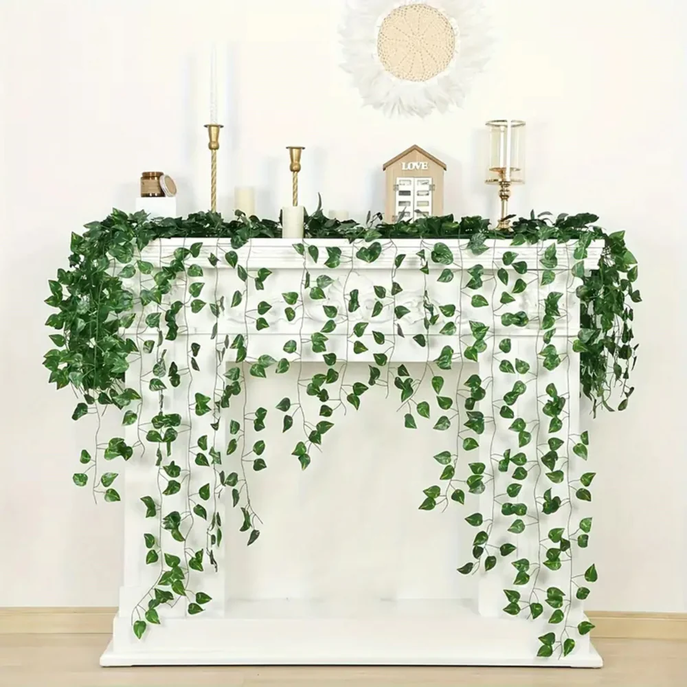 Sztuczny bluszcz girlanda ozdobna z liśćmi 6 sztuk 12 metrów Sztuczny bluszcz girlanda ozdobna z liśćmi 6 sztuk 12 metrów