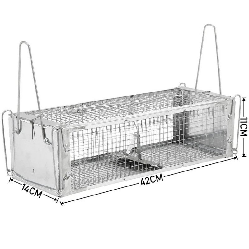Żywołapka na łasice, szczury i myszy bezpieczna dla zwierząt metalowa pułapka 44x14x11cm