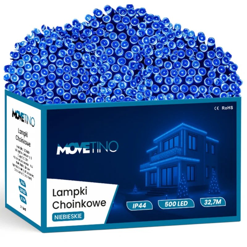 Lampki choinkowe świąteczne 500LED 32m IP44 Niebieski