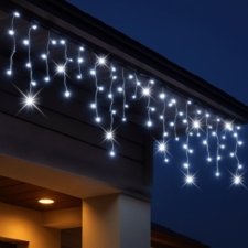 Sople lampki świąteczne zewnętrzne IP44 12m 300LED Biały Zimny + FLASH Zimny