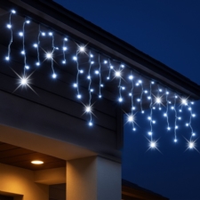 Sople lampki świąteczne zewnętrzne IP44 20m 500LED Biały Zimny + FLASH Zimny