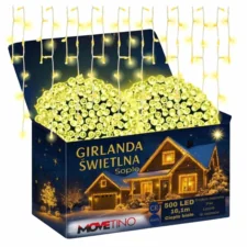 Sople lampki zewnętrzne 500LED 15m IP44 Biały Ciepły