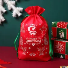 Worek na prezenty świąteczne Czerwony Merry Christmas