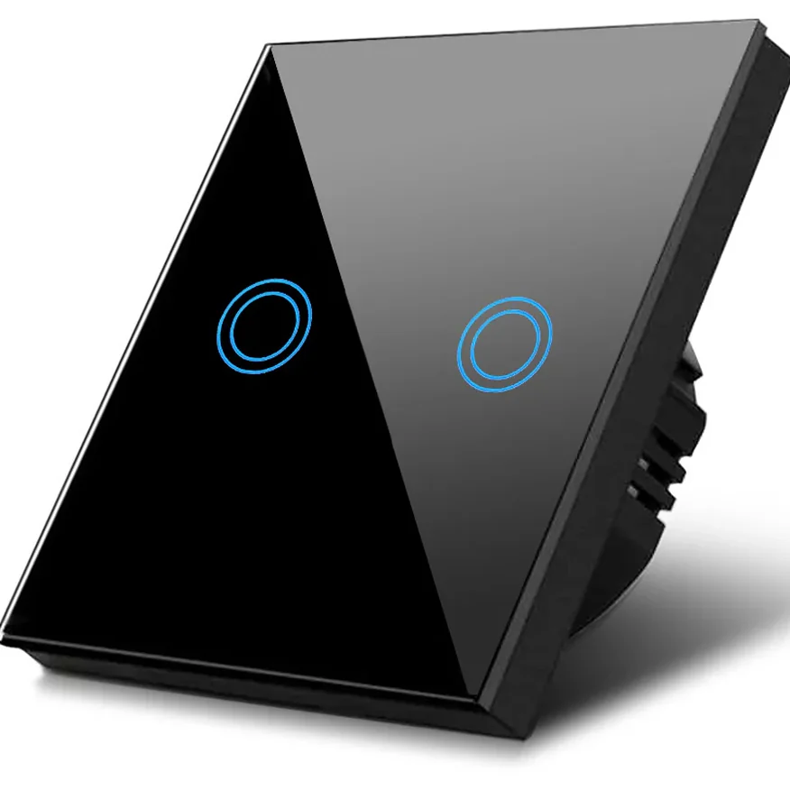 Włącznik światła szklany, dotykowy podwójny Czarny Włącznik światła szklany, dotykowy podwójny Czarny