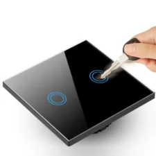 Włącznik światła szklany, dotykowy podwójny Czarny