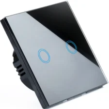 Włącznik światła szklany, dotykowy podwójny Czarny