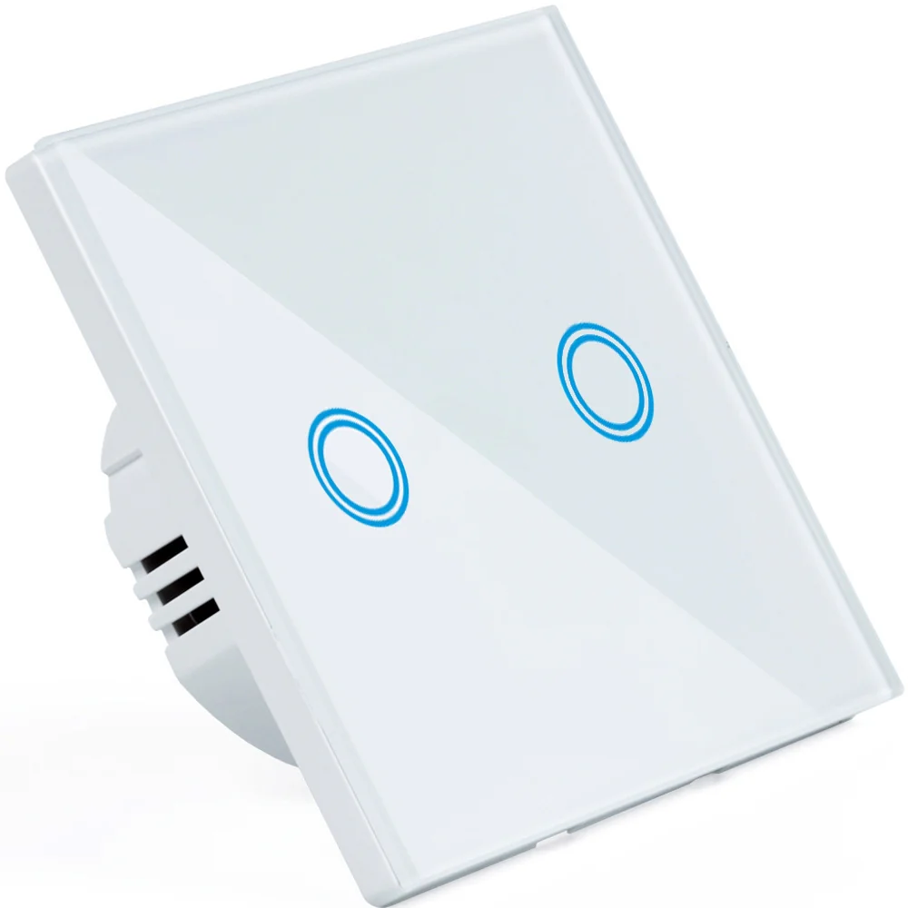 Włącznik światła szklany, dotykowy podwójny Biały Włącznik światła szklany, dotykowy podwójny Biały