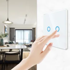 Włącznik światła szklany, dotykowy podwójny Biały