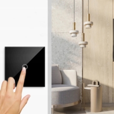 Włącznik światła szklany, dotykowy pojedynczy Czarny