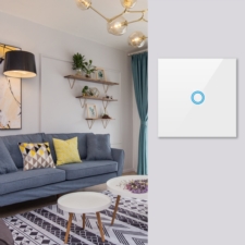 Włącznik światła szklany, dotykowy pojedynczy Biały