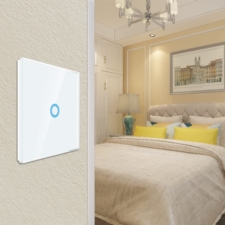 Włącznik światła szklany, dotykowy pojedynczy Biały