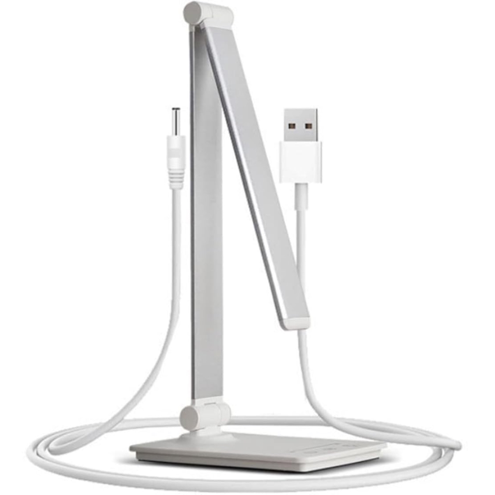 Lampka na biurko LED z ładowaniem USB Srebrno-biała Lampka na biurko LED z ładowaniem USB Srebrno-biała