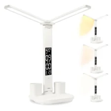 Lampka biurkowa podwójna LED z wyświetlaczem i regulacją światła