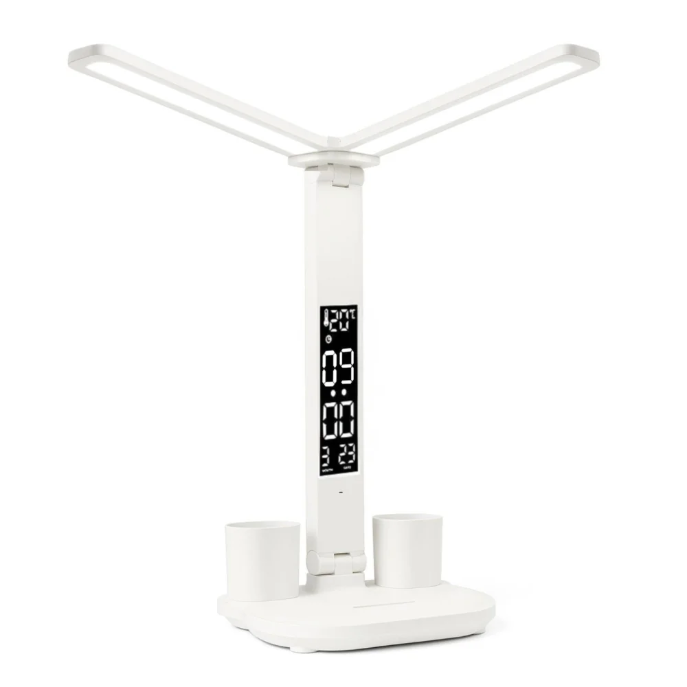 Lampka biurkowa podwójna LED z wyświetlaczem i regulacją światła Lampka biurkowa podwójna LED z wyświetlaczem i regulacją światła